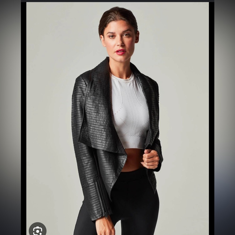 Joseph Ribkoff asymmetrical moto jacket drape front